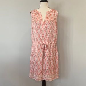 WHBM sleeveless drawstring waist mini dress paisley v neck